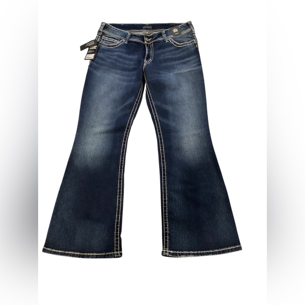NWT Silver Jeans Suki Curvy Fit Mid Rise Bootcut Dark Wash Denim W34 L32‎